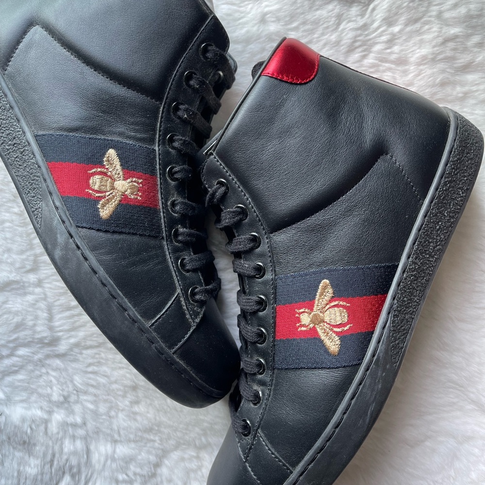 Gucci Ace High Top Sneakers Gucci Size 8 (black/red/navy) new with box